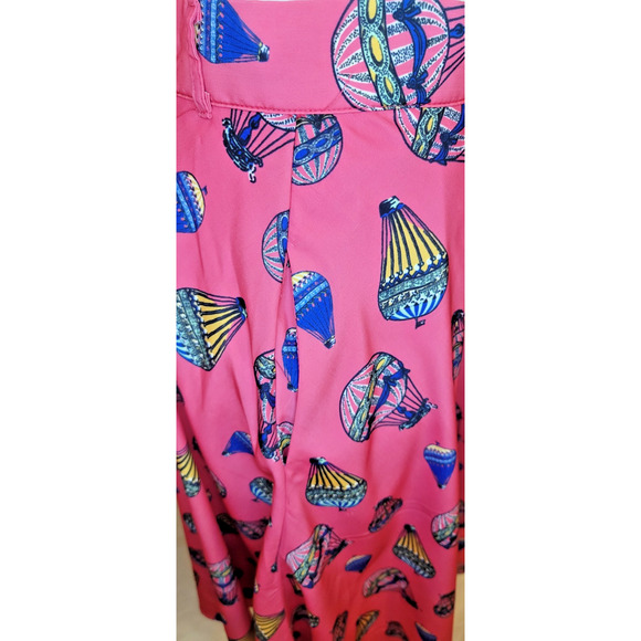 SMALL Modcloth Pink A Line Fit & Flare Retro Style Skirt Hot Air Balloons Pocket - Picture 6 of 12